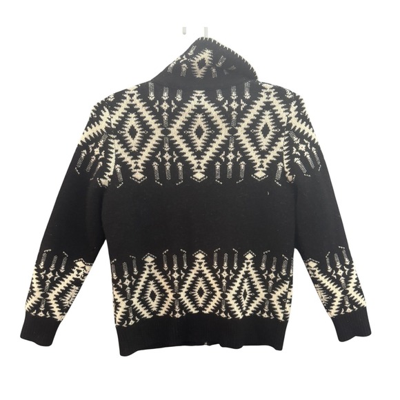 Pendleton Wool Zip Up Jacket Black White Geometric Navajo Style Size Medium - Picture 2 of 9